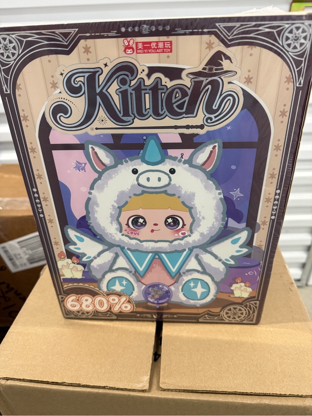 Kitten Plush Unicorn Costume Toy - White & Blue